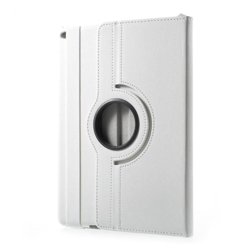 iPad 2017/2018 Læder Cover - Hvid Litchi Skind 360° Rotérbart