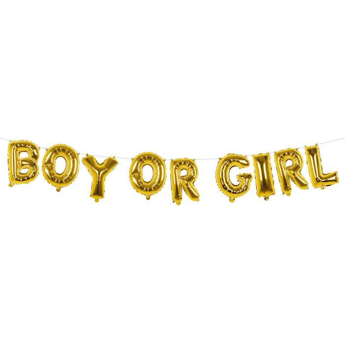 Guld Folie Ballon Guirlande med Boy eller Girl Skrift