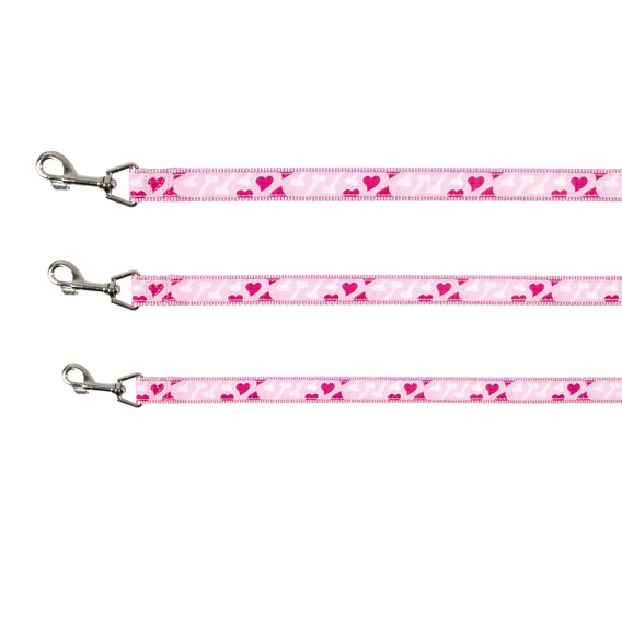 Hundeline Rose Hearts med Håndtag - Restsalg Til Hunde